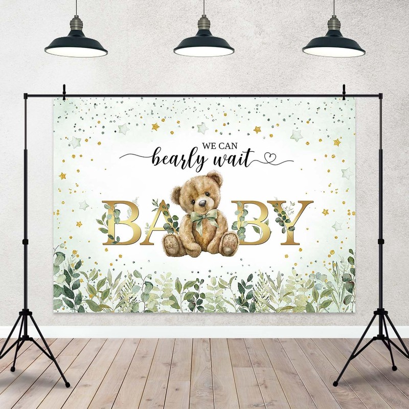 Joliaco Green Bear Baby Shower Backdrop We Can Bearly Wait