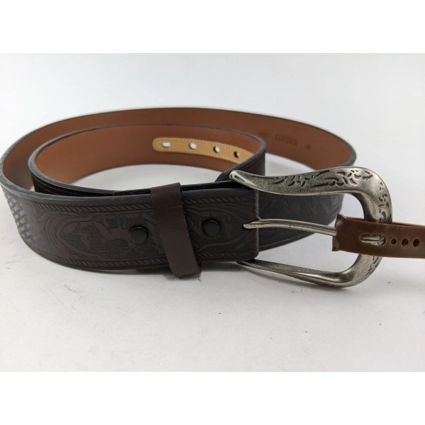 C.E. Schmidt Workwear Men's Leather Western Cowboy Belt Deer Scene