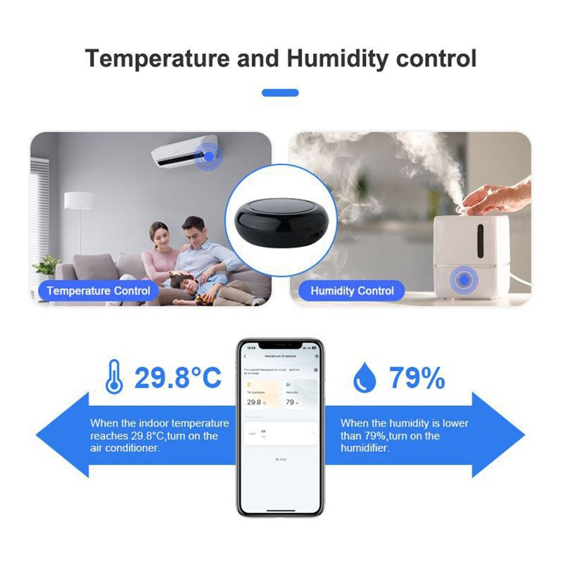 Smart WiFi Gateway Remote Control Infrared Wireless Temperature Humidity Monitoring