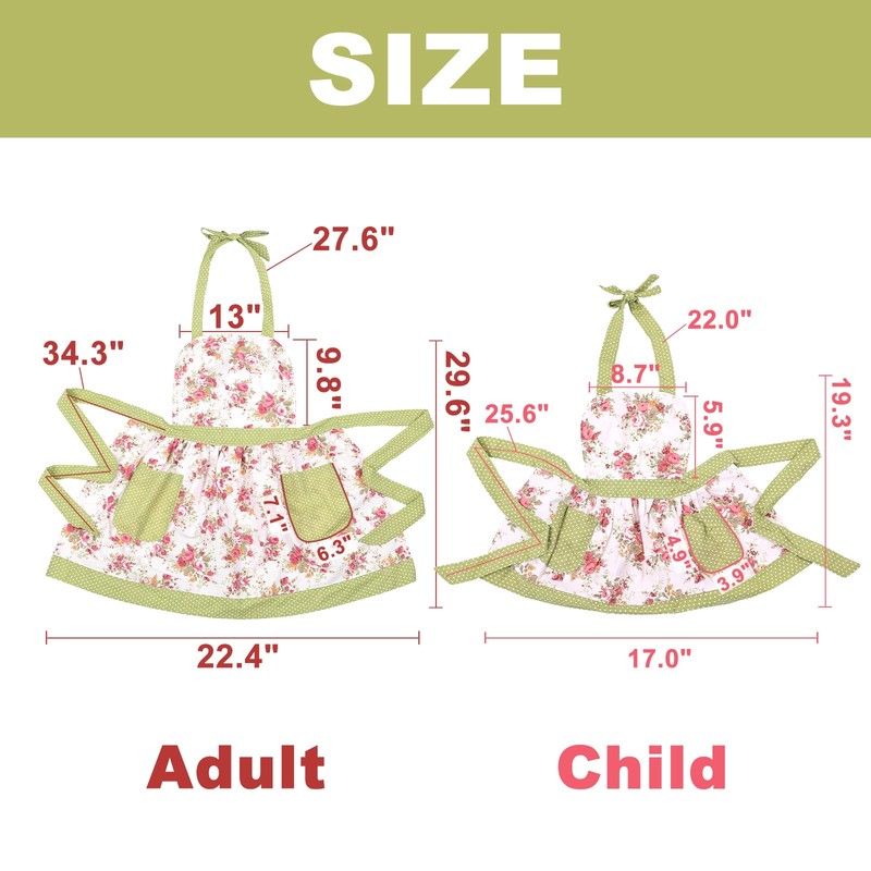 Surblue Kitchen Aprons with Pockets for 2 Pockets for Mama