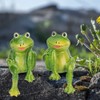 Pack of 2 Green Resin Frogs Statue Beautiful Indoor Outdoor