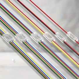 YUTOKEER 5 Pin Cable Connectors 10 Pieces - Clear, Solderless, Suitable for 22-20AWG (0.5-0.6mm²), Quick Connector for Low Voltage, LED Strip, Car, Household (5PIN)