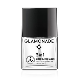 Glamonade Nail Strengthener and Growth Hardener: 3 in 1 Nail Hardener for Thin Nail Treatment Repair Damaged Nails Nail Growth Oil Nail Care with Quick Dry Clear Nail Polish Base Top Coat 0.5 fl oz