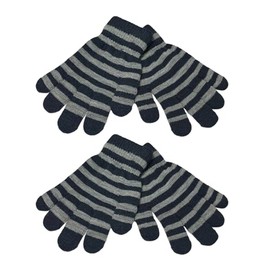 WESTEND CHOICE 2 Pairs Kids Gloves Boys Girls Warm Magic Gloves Children's Stretch Knitted Unisex Winter Gloves Age 3 – 7 (Black)