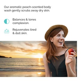 VITAMINS AND SEA BEAUTY, Moisturizing Hydrating Body Wash Bath Shower Gel Botanical Exfoliating Balancing, Sea Salt and Peach, 32 Fl Oz