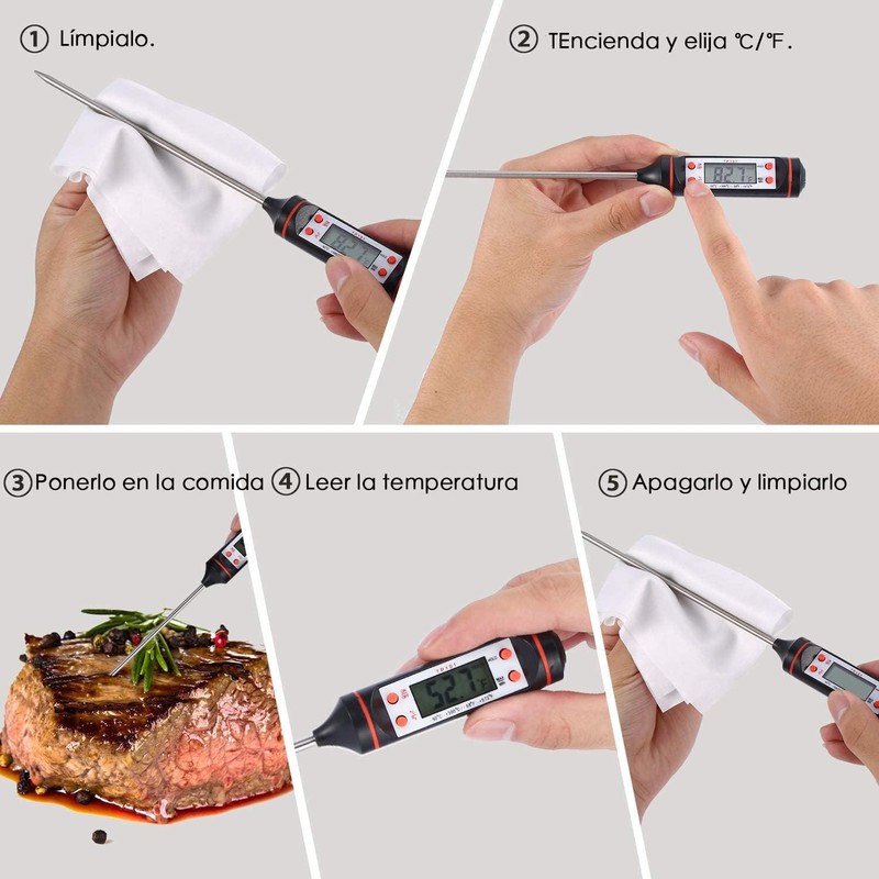 Uplayteck Termómetro Digital de Cocina para Carne – Sonda Superlarga,