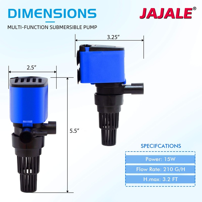 JAJALE 210 GPH Powerhead Submersible Pump - 3 in 1