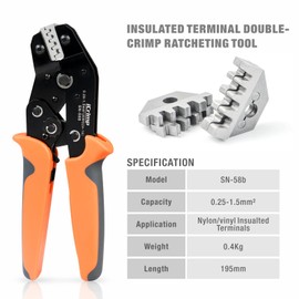 iCrimp SN-58B 0.25-1.5MM², AWG24-16 Non-insulated Crimper for Dupont Jumper Wire EPS PCIE SATA PINS MOLEX JST Terminals