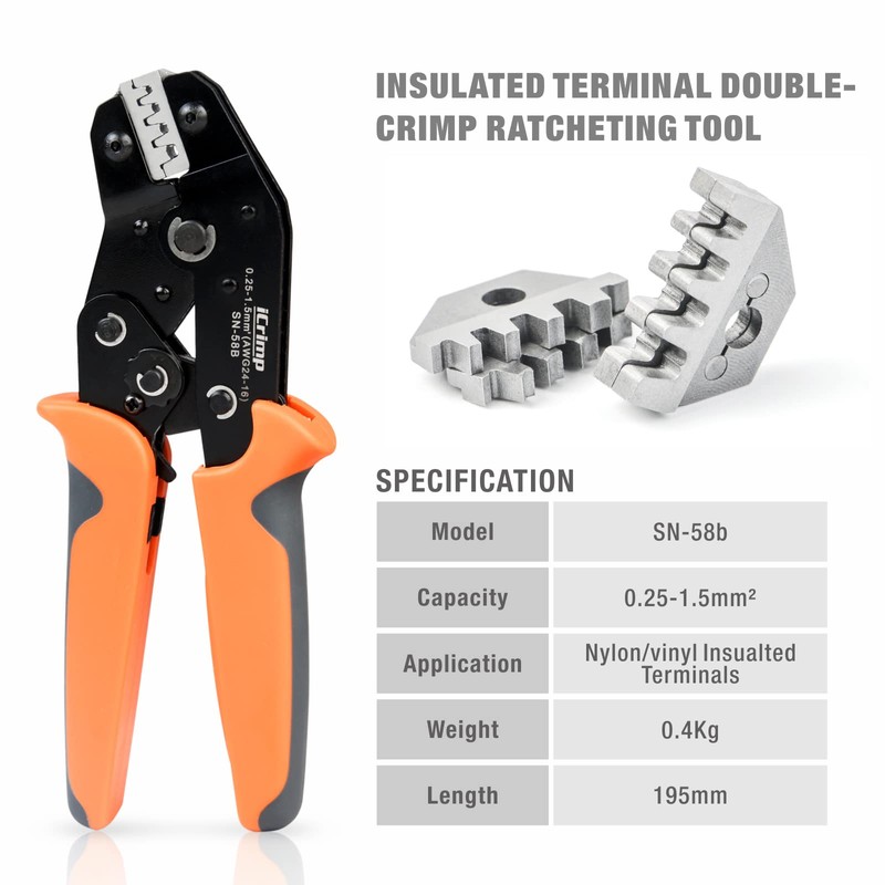 iCrimp SN-58B 0.25-1.5MM², AWG24-16 Non-insulated Crimper for Dupont Jumper Wire