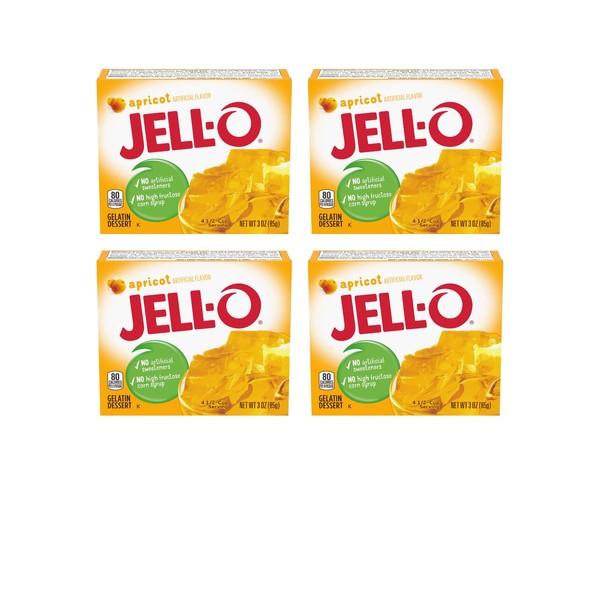 Jell-O Apricot Gelatin Dessert 3 Ounce Boxes (Pack of 4)