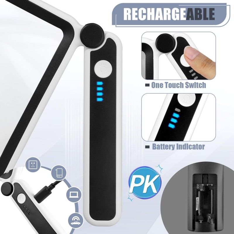 Magnifying Glass for Reading, Rechargeable 5X Large Page Magnifier with
