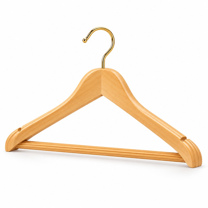 4-Pack Wooden Suit Hangers with 360° Swivel Hooks, Non-Slip Pants