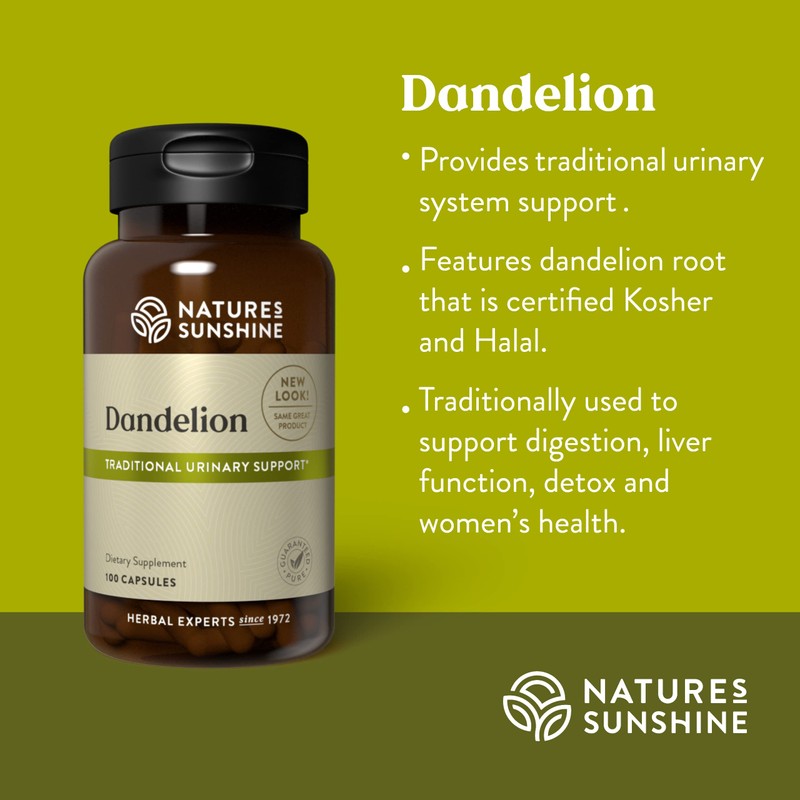Nature's Sunshine Dandelion, 100 Capsules, Powerful Herb Supports Digestion, Nourishes