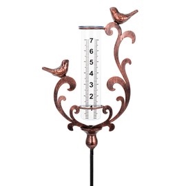 pearlstar Rain Gauge Bird Copper Rain Gauges Outdoor with Large Numbers Plastic Tube for Yard Garden Patio Pathway Decor
