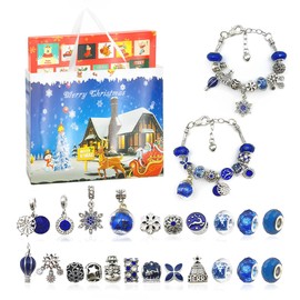 Girls Advent Calendar 2025 Charm Bracelets Making Kit - 24 Days Countdown with 22 DIY Charm Beads & 2 Bracelets, Perfect for Girls Women DIY Fashion Bracelet Necklace Xmas Countdown Calendar Gifts