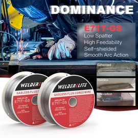 WelderElite 2-Pack 0.030" Gasless Flux Core Wire, 2lb Each, Perfect for MIG Welding Galvanized, Stainless & Mild Steel Projects, E71T-GS