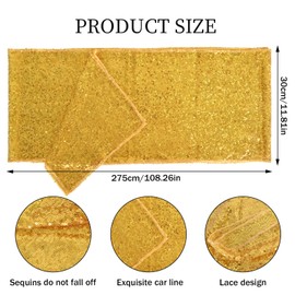 Table Runner Sequins Gold 30 x 275 cm Table Runner Glitter Decoration for Wedding Birthday Christmas Baby Showers New Year's Eve Thanksgiving Banquet Party