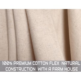 MALLOWEX Shower Curtain for Bathroom, 100% Cotton Flex Natural Shower Curtain with Tassels for Bathroom Décor with 12 Hooks (Natural, 72" L x 70" W)