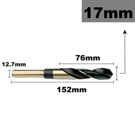 LEPEVNEY 17mm Reduced Shank Twist Drill Bit with 1/2 Inch 12.7mm Shank for Stainless Steel Aluminum Alloy Metal Copper Plastic Wood, Made of High Speed Steel 4341, Ideal for Drilling Steel Plate