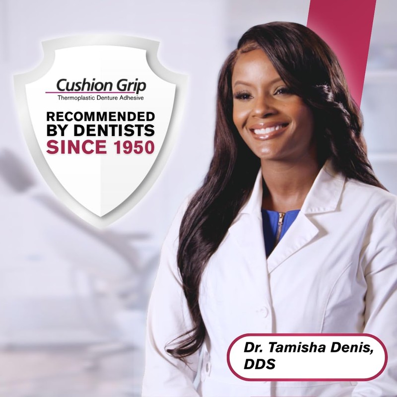 Cushion Grip Thermoplastic Denture Adhesive 1oz–Extra Strong Hold Up to
