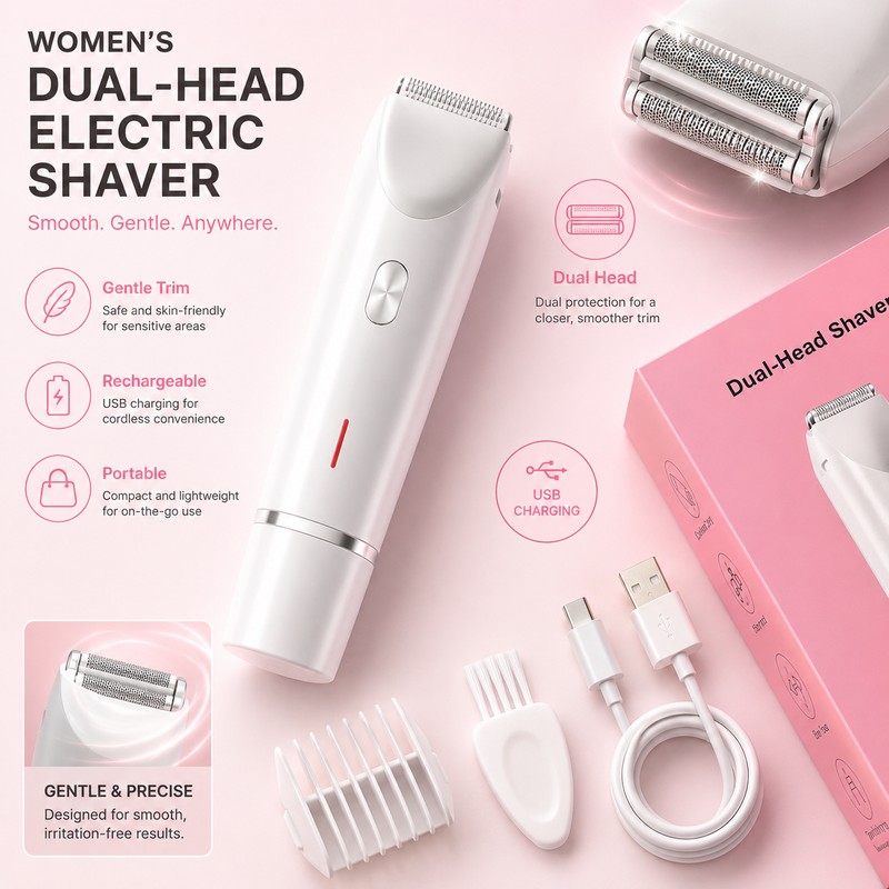 Women’s Electric Shaver for Body Grooming – Dual-Head Rechargeable Razor