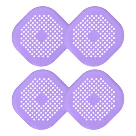 uxcell Hair Drain Catcher, 5.51inch Tub Drain Covers Drain Protector with Suction Cup for Kitchen Bathroom Balcony, Purple 2Pcs