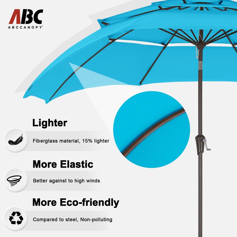 ABCCANOPY 9Ft 3 Tiers Market Umbrella, Outdoor Table Umbrella for