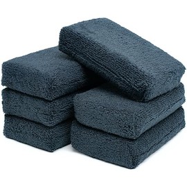 The Rag Company Esponjas aplicadoras de detalles de microfibra de rizo de grado premium, herramienta de detalle verstil, extra absorbente, capaz de soportar numerosos usos, 3 x 5 pulgadas, negro