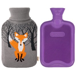 HomeTop HomeTop Premium Classic Rubber Hot Water Bottle with Cute Knit Cover (2 Liter, Purple)