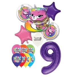 Rainbow Butterfly Unicorn Kitty 9th Birthday Party Event Bouquet of Balloons