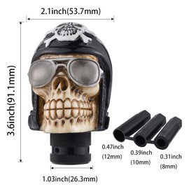 Padaodao Skull Gear Lever Stick Shifter Handle Head Racing Skeleton Car Shift Grip Knob fit Most Manual Transmission Vehicles SUV Truck, Black