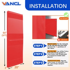 VANCL Wall Mats for Padding Gym Wall Padding Protection 2" Thick Foam Basketball Court Wall Pad Durable Waterproof Mats for Wall-Mounted Basketball Hoops for Player Safety Red[1 Pack]