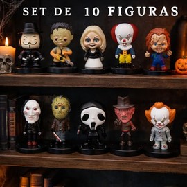 Figuras de Terror Mini Figuras Terror Set Halloween 10 Piezas colección decoración Payaso Malvado Jason Freddy