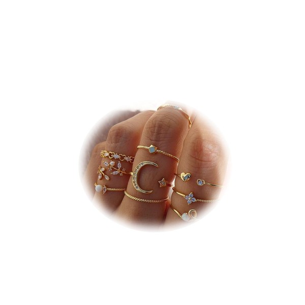 Ymimanchil Stackable Rings for Women Boho Knuckle Rings Peak Sea