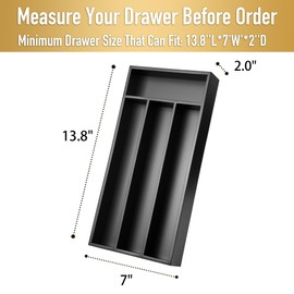 Conflech Upassion Silverware Organizer Narrow Bamboo Utensil Organizer Black Kitchen Drawer Organizer Silverware Holder Cutlery Organizer in Drawer Flatware Organizer Black