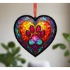Image Industry Paw Print Stained Glass Effect Heart Suncatcher -