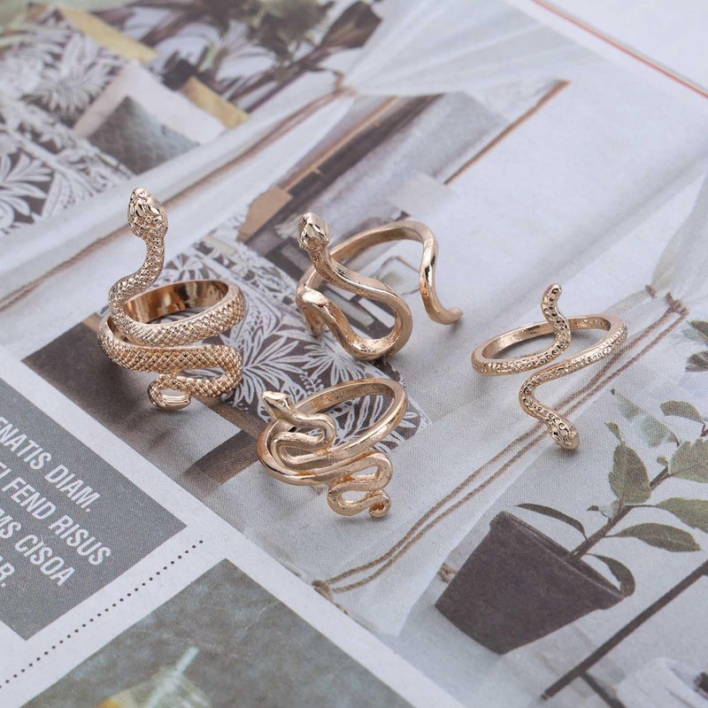 Sttiafay Punk Snake Rings Set Gold Snake Finger Ring Stacking