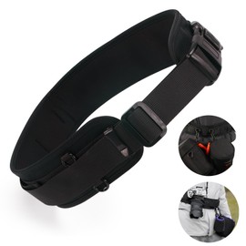 Cwatcun Multi-Function Camera Waist Belt, Outdoor Photography Breathable Adjustable Camera Waist Strap with D-rings for Lens Pouch, Flash Bag, Photography Accessories