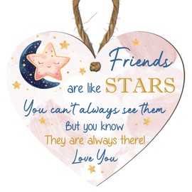 Friends Are Like Stars - Rose Gold Wooden Heart Plaque | Beautiful Friendship Keepsake Gift | Inspirational Hanging Wall Decor for Best Friends | Thoughtful Friendship Sign