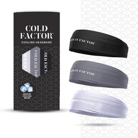 COLD 여성 및 남성용 COLD 팩터 인스턴트 쿨링 헤드밴드 3팩 | 스포츠 아웃도어를 위한 고급 증발기 편안함 UPF 50+ 보호 피트니스, 하이킹, 요가, 스웨트 밴드 러닝에 이상적임 [White] Women's and Men's COLD Factor Instant Cooling Headband 3-Pack | Premium Evaporative Comfort for Sports Outdoors UPF 50+ Protection Ideal for
