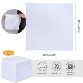 SINLAND Microfiber Cleaning Cloth Dish Cloth Kitchen No Streak Absorbent Dish Rags Lens Cloths 12Inchx12Inch 12 Pack White