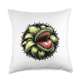 Fly Catcher & Bug Eater Plants Venus Fly Trap Lover Men Carnivorous Plant Garden Throw Pillow, 18x18, Multicolor