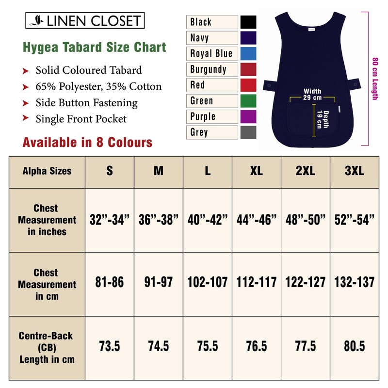 LINEN CLOSET® Womens Tabards with Pockets for Men Ladies Cleaning