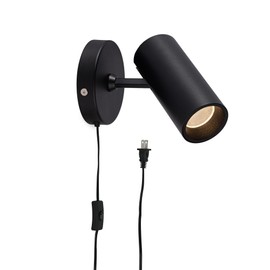 Aisilan LED Adjustable Wall Spotlight, 12W Plug-in Wall Sconce, Directional Uplight with On/Off Switch, Aluminum Spot Light Warm White 3000K COB CRI≥97, for Art Floor Ceiling Lighting, Black