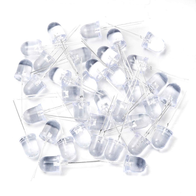 CHANZON 50 pcs 10mm White LED Diode Lights (Clear Round