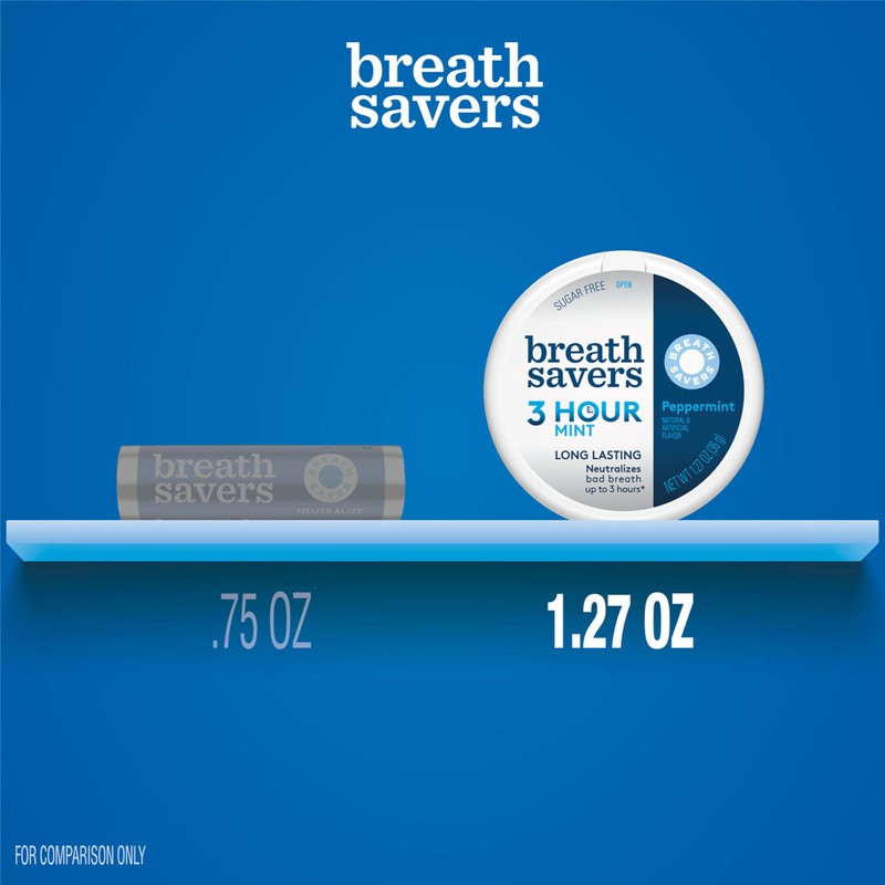 BREATH SAVERS Peppermint Flavored Sugar Free Breath Mints Tins, 1.27