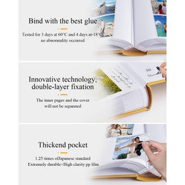 1DOT2 Photo Album for 4x6 Pictures with Writing Space, Indian Yellow