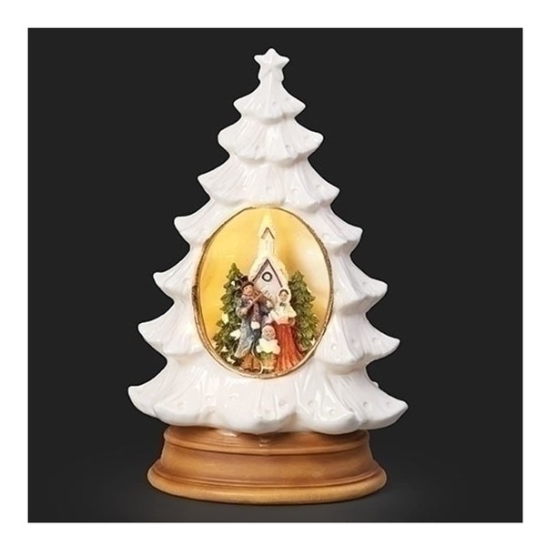 Roman Lighted Tree Diorama with Carolers Figurine, 11-inch Height, Christmas