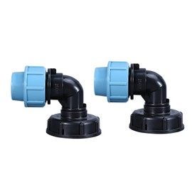 2 Pcs IBC Tank Thread Connectors s60x6 Adapter to Mdpe Water Pipe Fittings Outlet 32mm (Elbow)