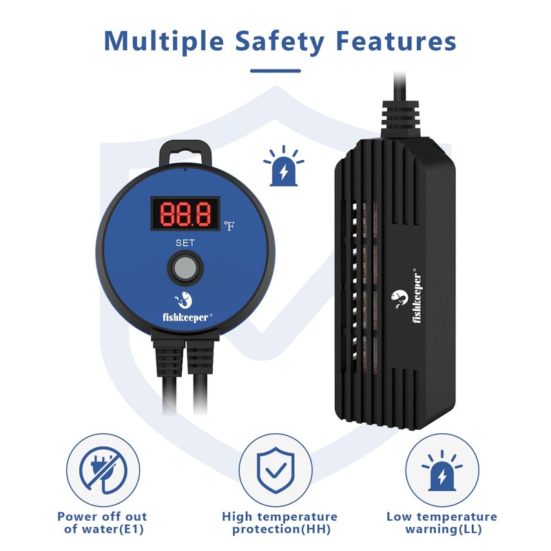 fishkeeper Small Aquarium Heater, Submersible Betta Fish Tank Heater 75W